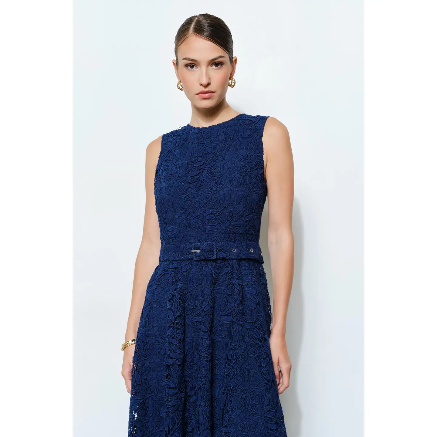 Belted lace dress
