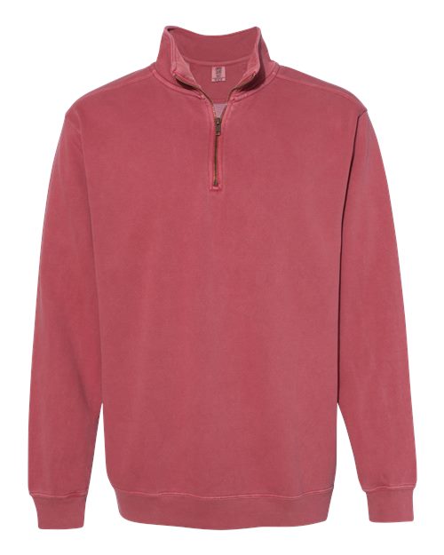 Unisex Garment-Dyed Quarter-Zip Sweatshirt — Crimson