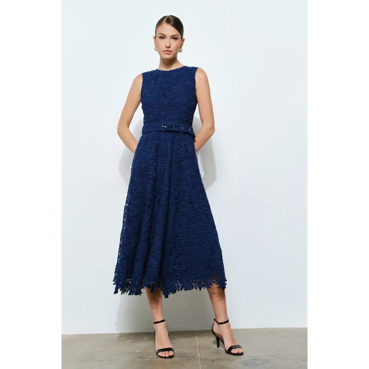 Belted lace dress
