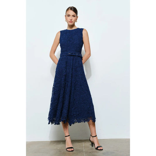Belted lace dress