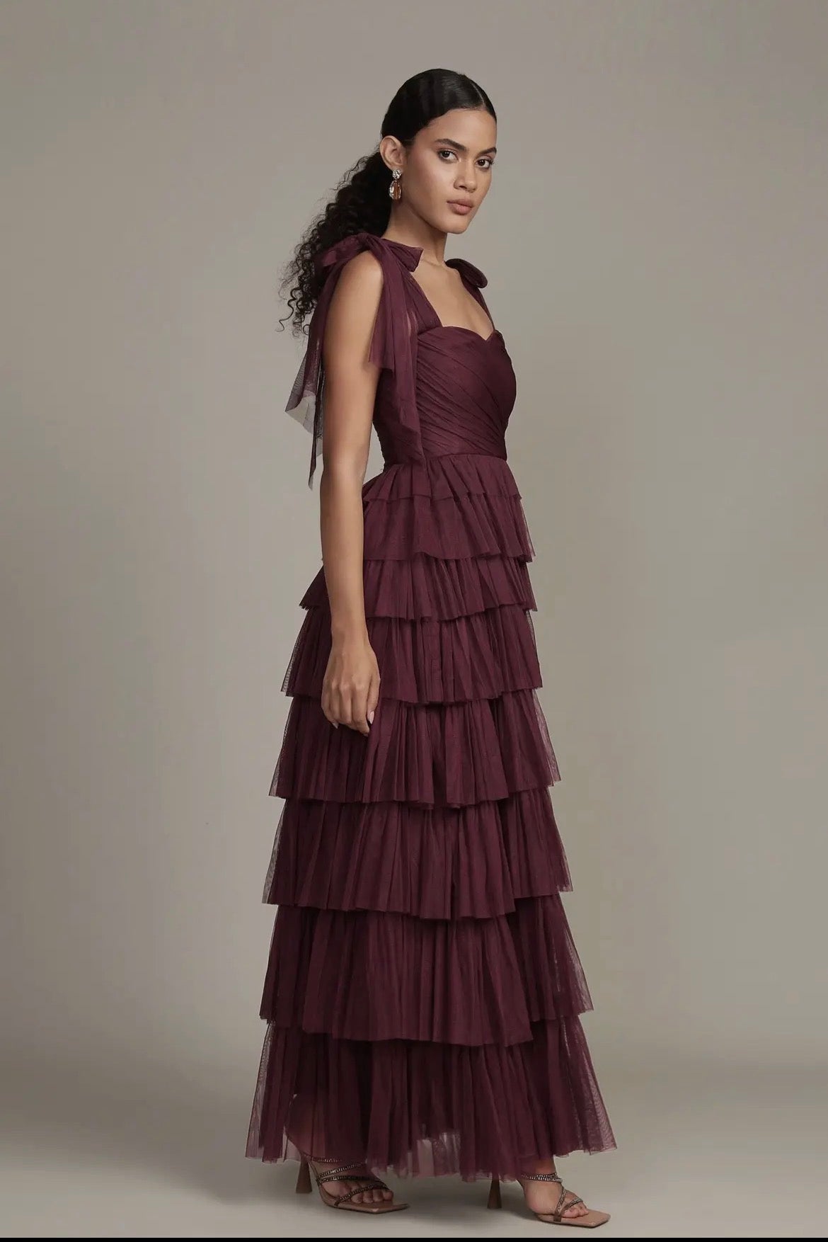 Ophelia tulle maxi dress/plum