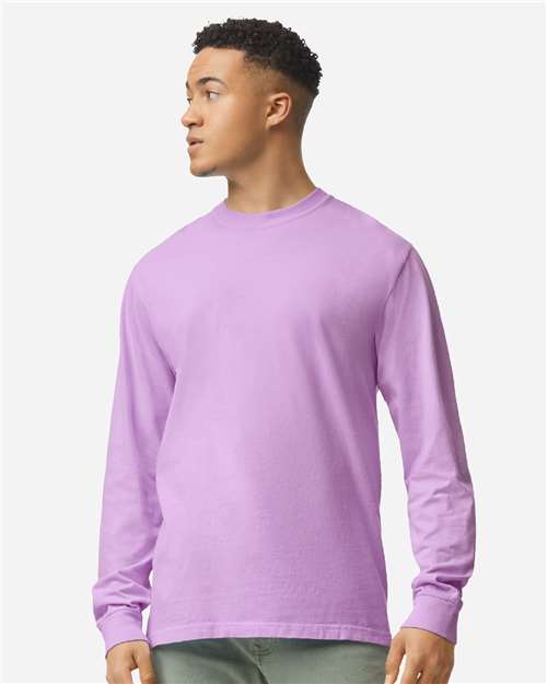 Unisex Garment-Dyed Heavyweight Long Sleeve T-Shirt — Orchid