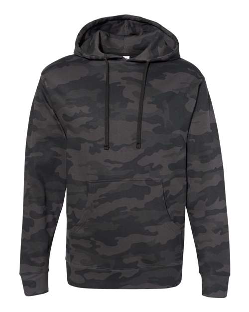 Unisex Midweight Hooded Sweatshirt — Black Camo
