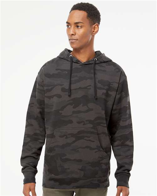Unisex Midweight Hooded Sweatshirt — Black Camo