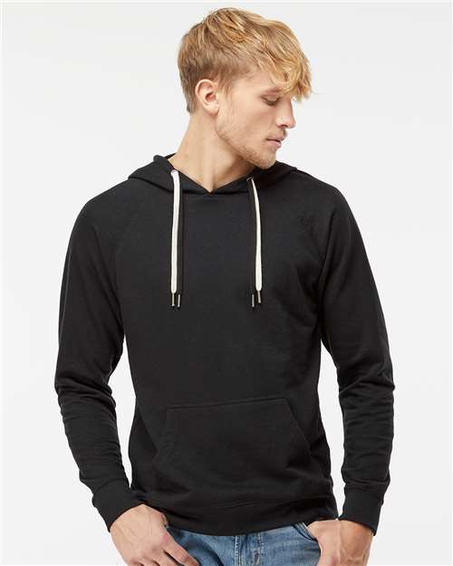 Unisex Icon Lightweight Loopback Terry Hooded Sweatshirt — Black