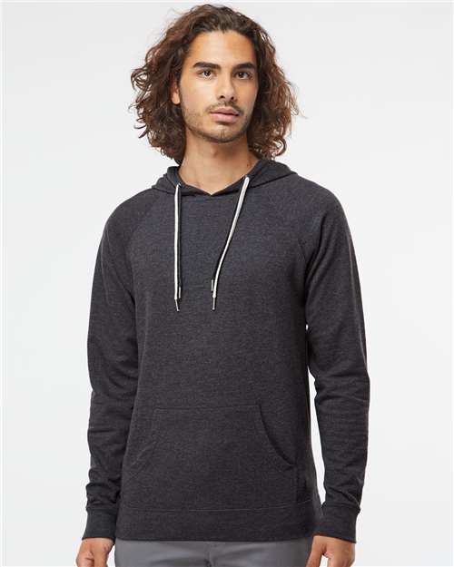 Unisex Icon Lightweight Loopback Terry Hooded Sweatshirt — Charcoal Heather