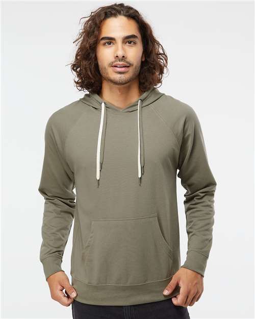 Unisex Icon Lightweight Loopback Terry Hooded Sweatshirt — Olive