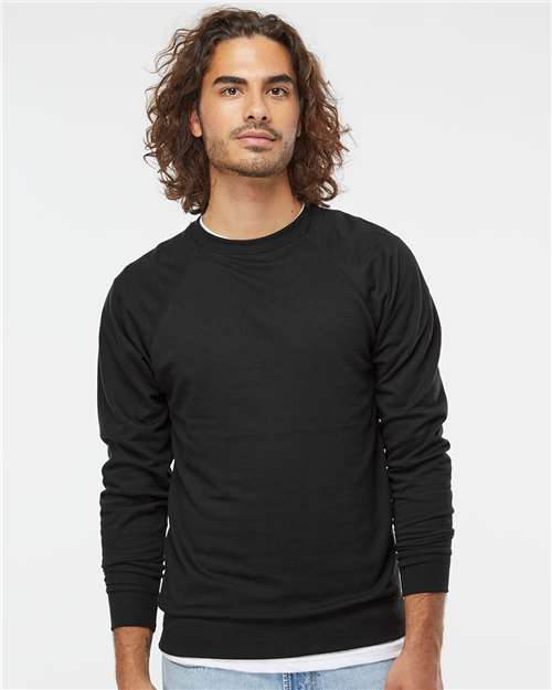Unisex Icon Lightweight Loopback Terry Crewneck Sweatshirt — Black
