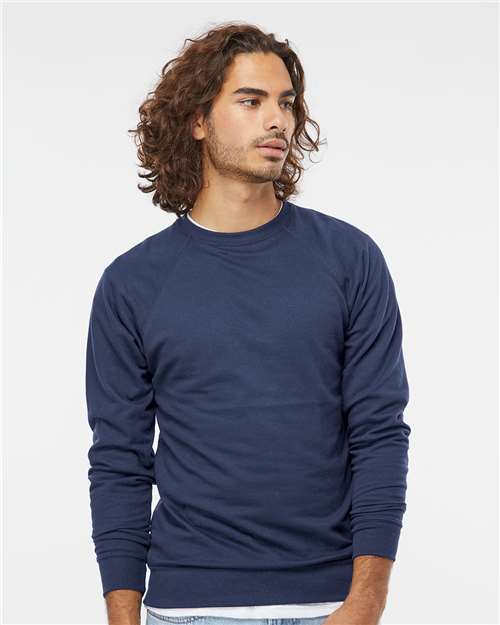 Unisex Icon Lightweight Loopback Terry Crewneck Sweatshirt — Indigo