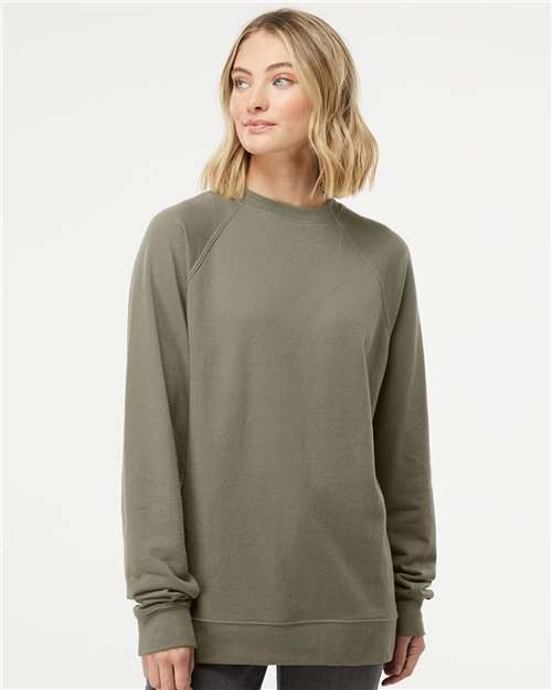 Unisex Icon Lightweight Loopback Terry Crewneck Sweatshirt — Olive