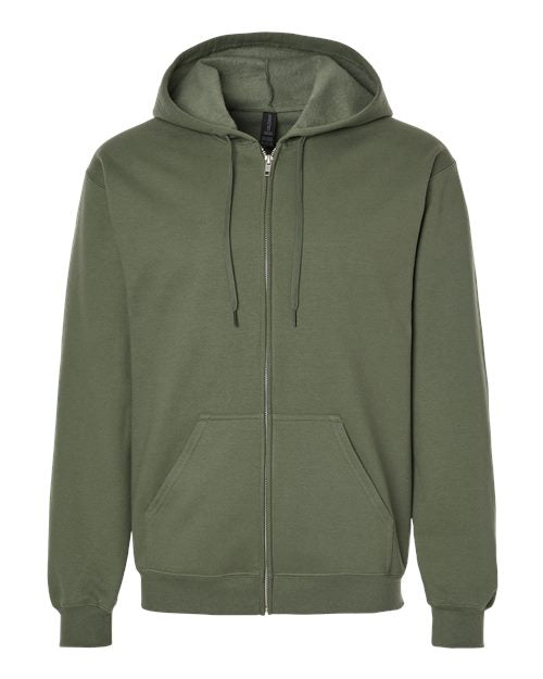 Unisex Softstyle® Midweight Full-Zip Hooded Sweatshirt — Military Green