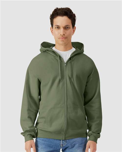 Unisex Softstyle® Midweight Full-Zip Hooded Sweatshirt — Military Green