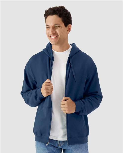 Unisex Softstyle® Midweight Full-Zip Hooded Sweatshirt — Navy
