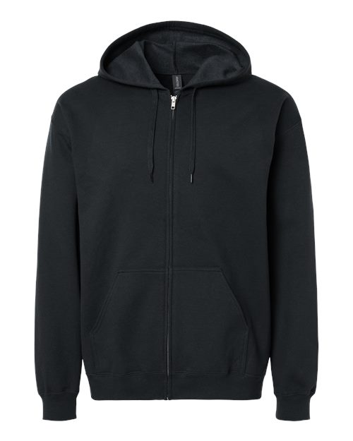 Unisex Softstyle® Midweight Full-Zip Hooded Sweatshirt — Black