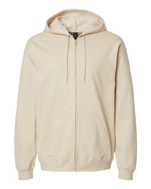 Unisex Softstyle® Midweight Full-Zip Hooded Sweatshirt — Sand