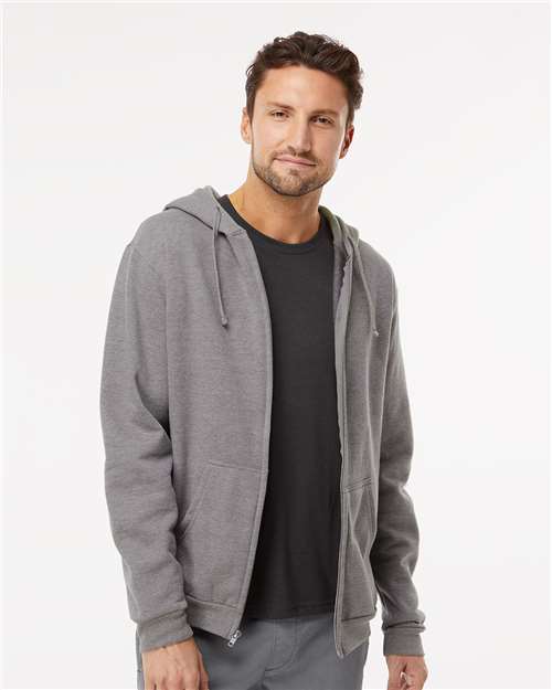Unisex Zipper Fleece Hoodie — Heather Grey