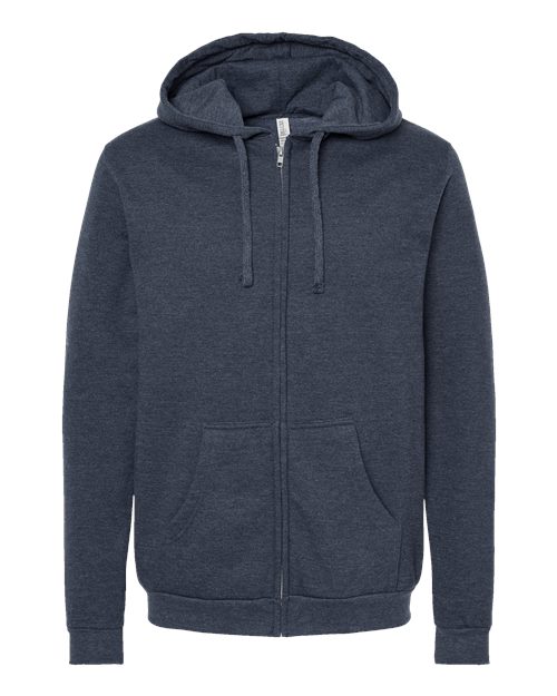 Unisex Zipper Fleece Hoodie — Heather Navy