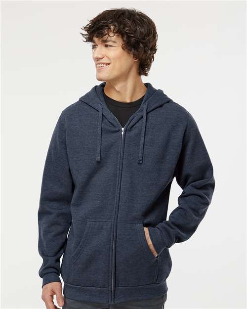 Unisex Zipper Fleece Hoodie — Heather Navy