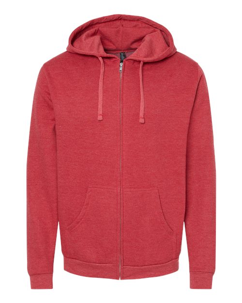 Unisex Zipper Fleece Hoodie — Heather Red