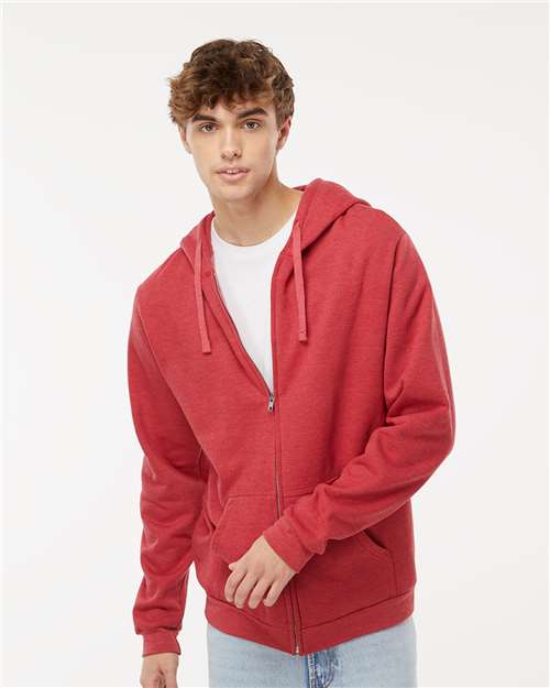 Unisex Zipper Fleece Hoodie — Heather Red