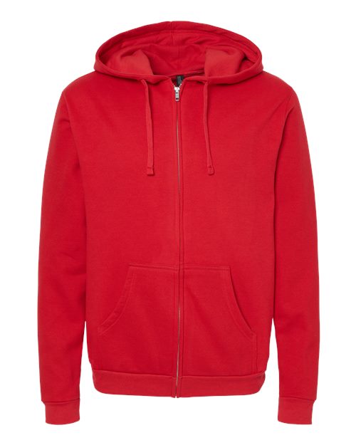 Unisex Zipper Fleece Hoodie — Red