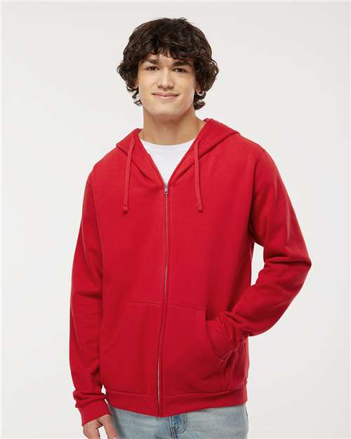 Unisex Zipper Fleece Hoodie — Red
