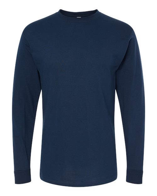Unisex Gold Soft Touch Long Sleeve T-Shirt — Deep Navy