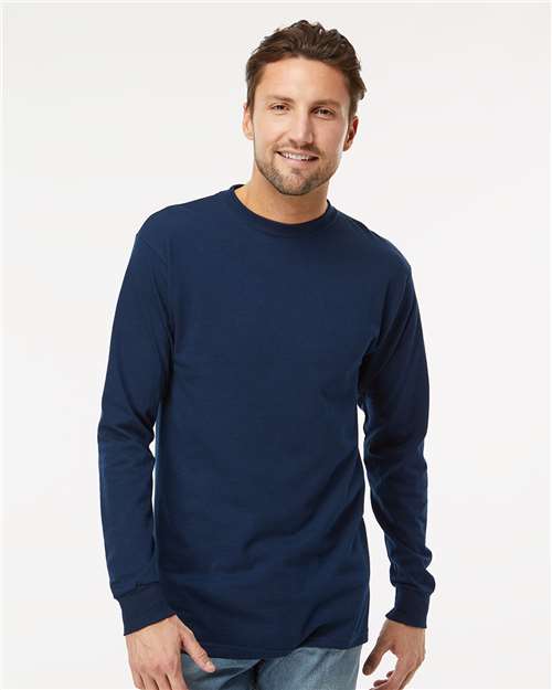 Unisex Gold Soft Touch Long Sleeve T-Shirt — Deep Navy