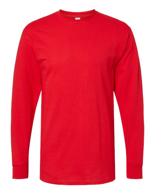 Unisex Gold Soft Touch Long Sleeve T-Shirt — Deep Red