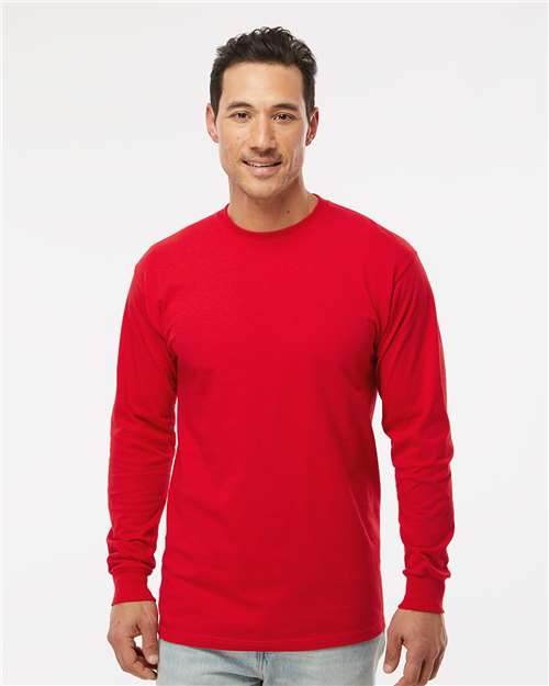 Unisex Gold Soft Touch Long Sleeve T-Shirt — Deep Red