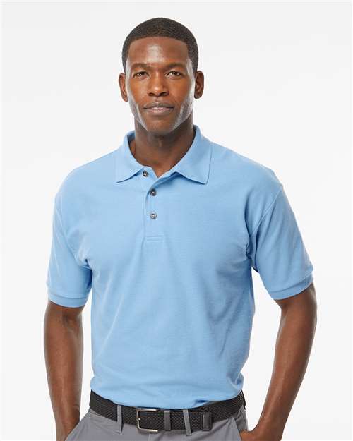 Ring-Spun Piqué Polo — Light Blue