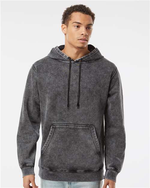 Unisex Midweight Mineral Wash Hooded Sweatshirt — Black