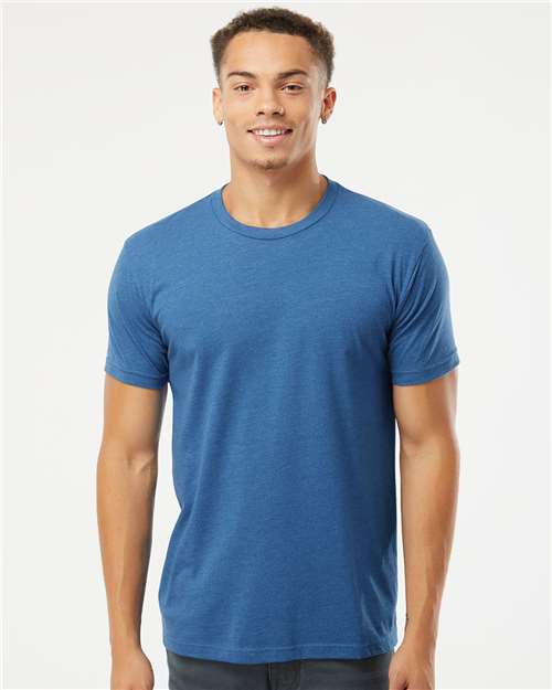 Unisex CVC Tee — Heather Cool Blue