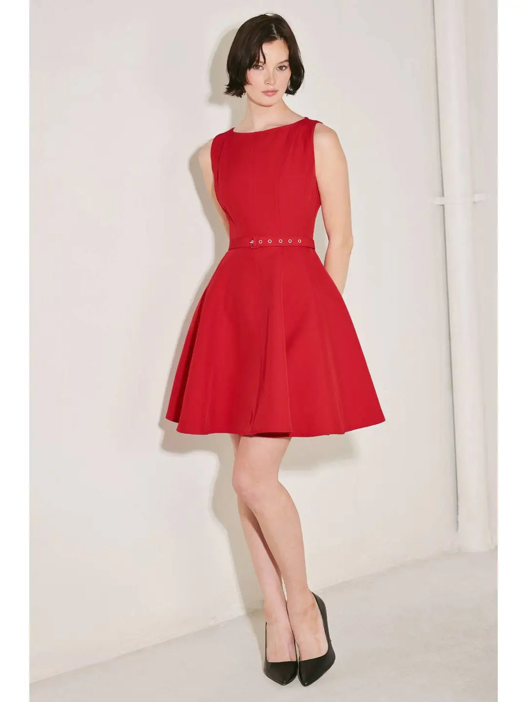 A Solid Woven Mini Dress