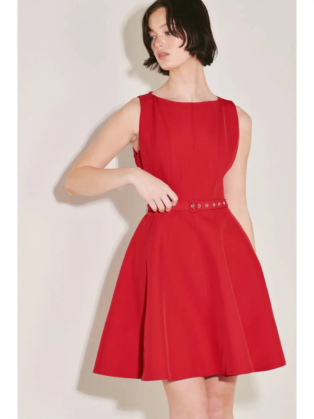 A Solid Woven Mini Dress