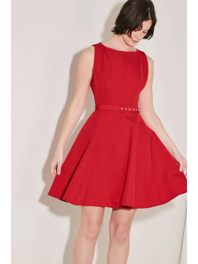 A Solid Woven Mini Dress