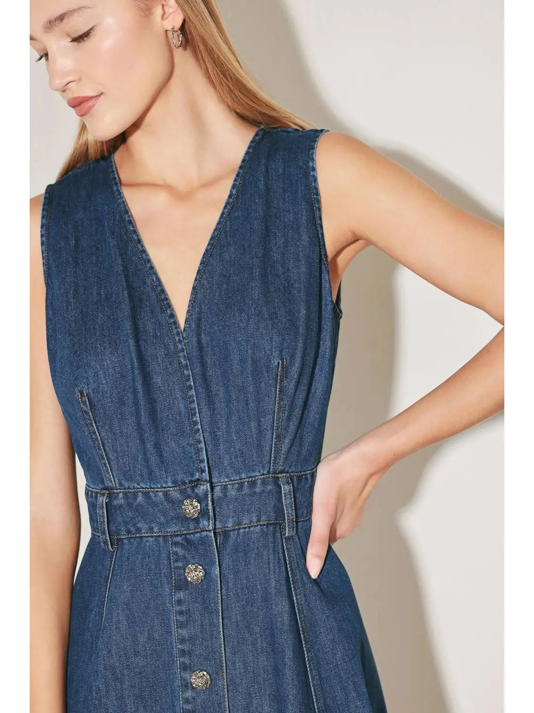 Washed jean midi dress