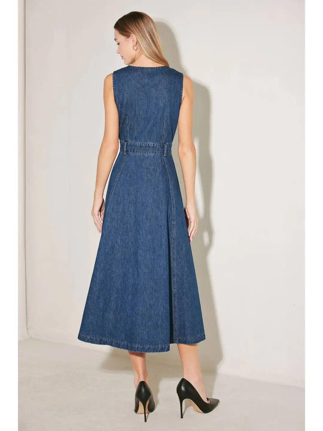 Washed jean midi dress