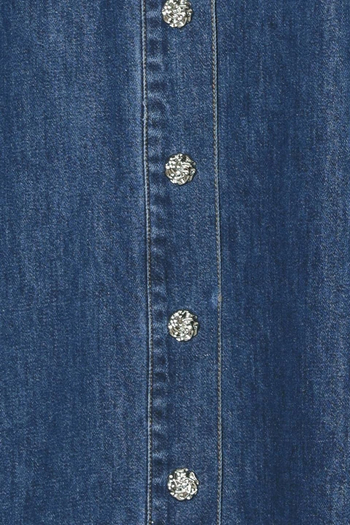 Washed jean midi dress