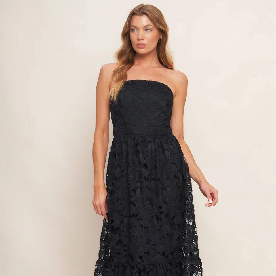 A Woven Lace Midi Dress