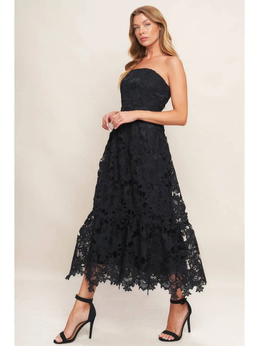 A Woven Lace Midi Dress
