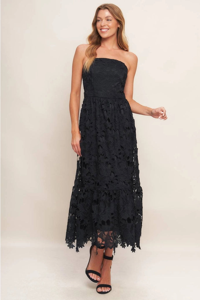 A Woven Lace Midi Dress