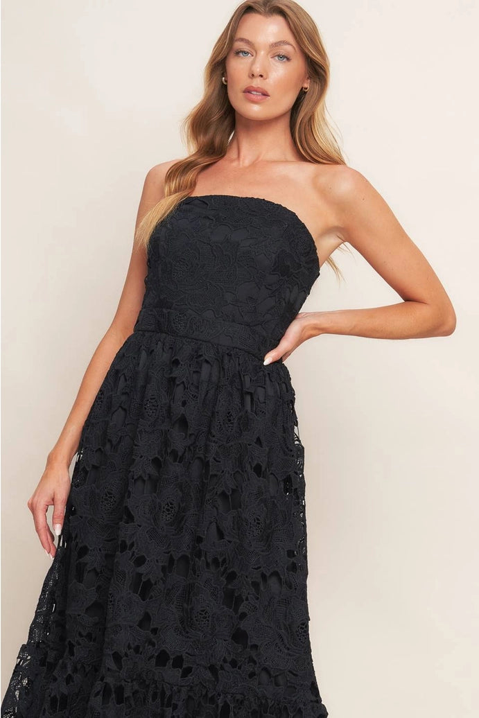 A Woven Lace Midi Dress