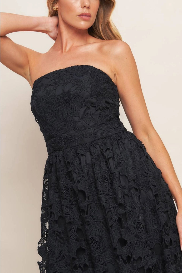 A Woven Lace Midi Dress