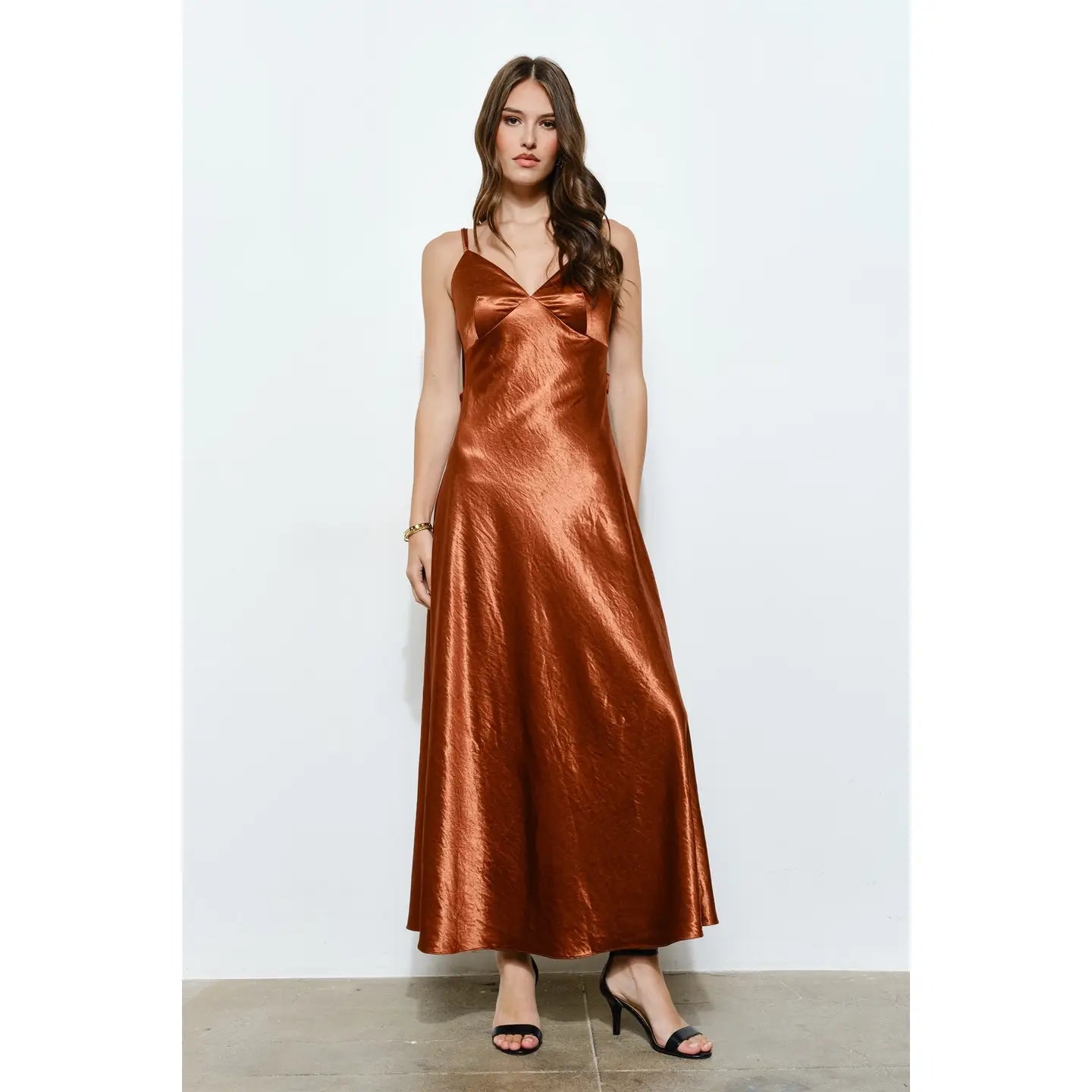 3D flower satin dress