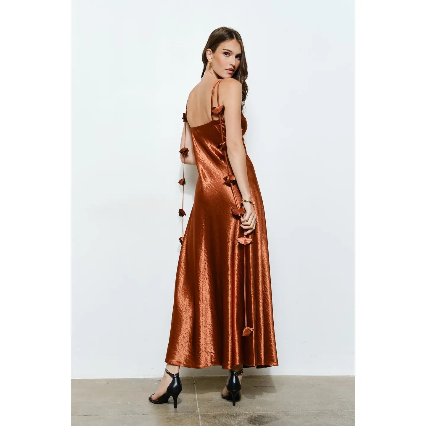 3D flower satin dress