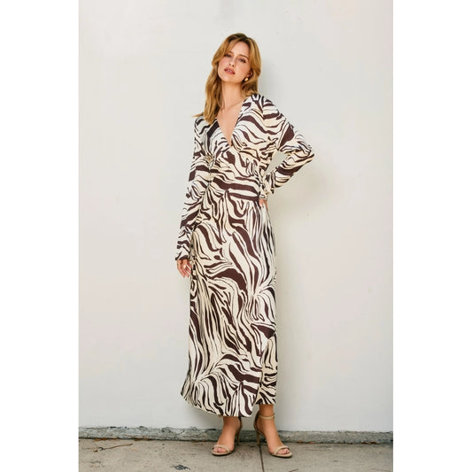 Fauna Deep V-Neck Maxi Dress