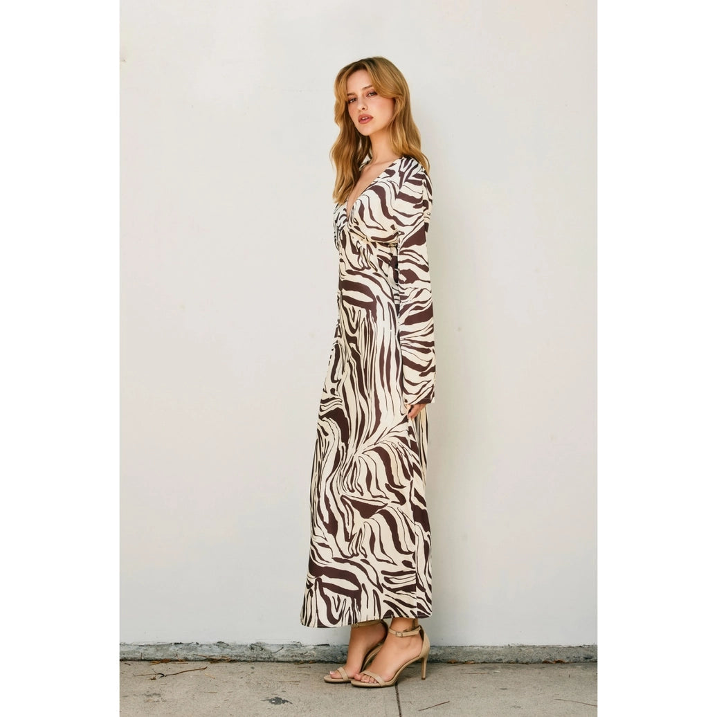 Fauna Deep V-Neck Maxi Dress