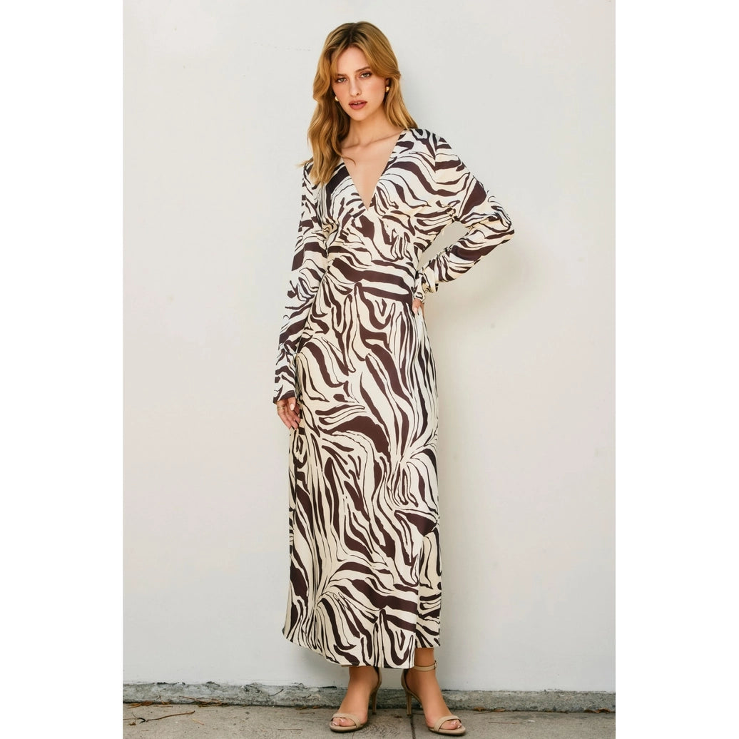 Fauna Deep V-Neck Maxi Dress