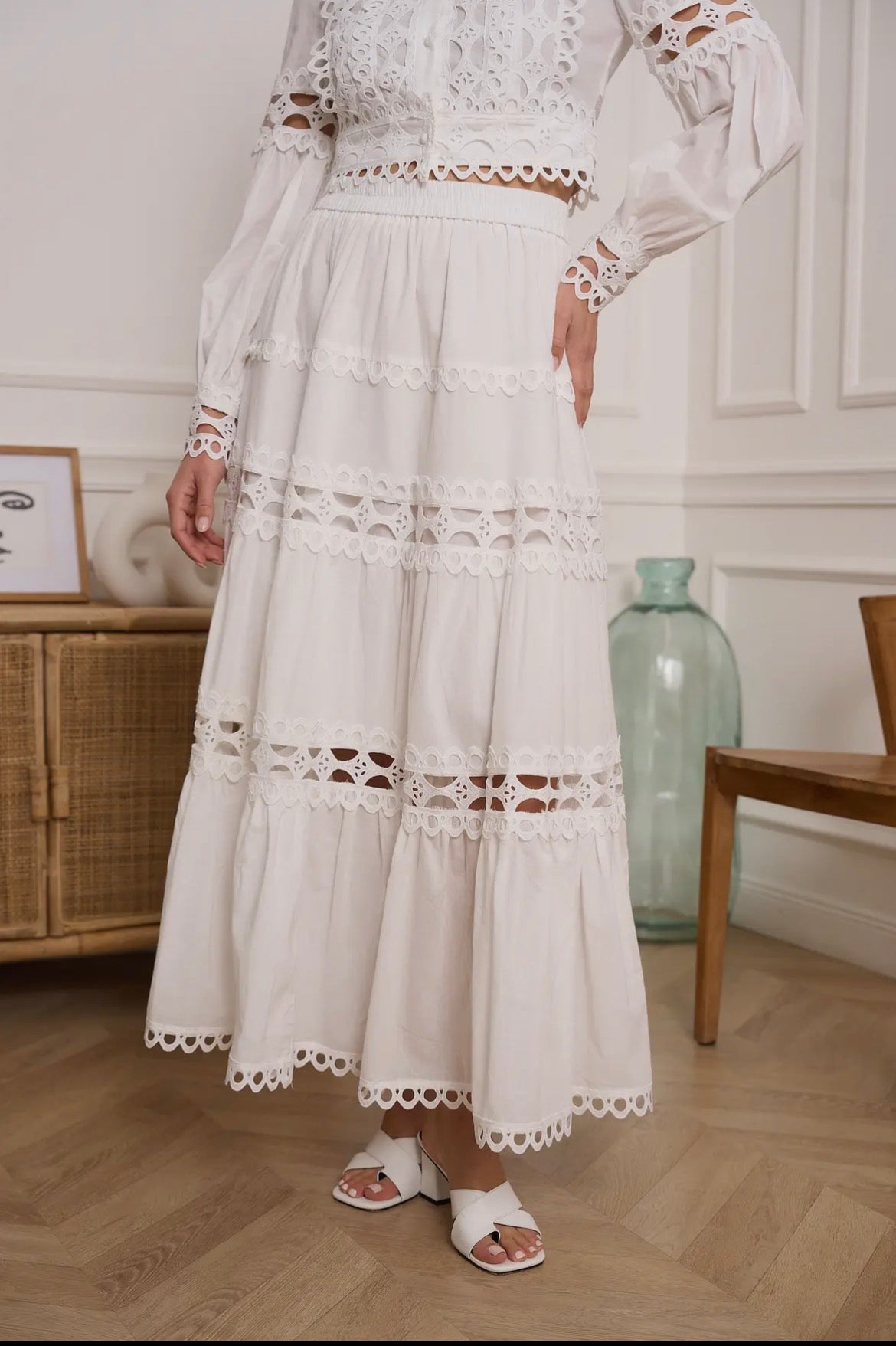 Ellie long skirt in openwork